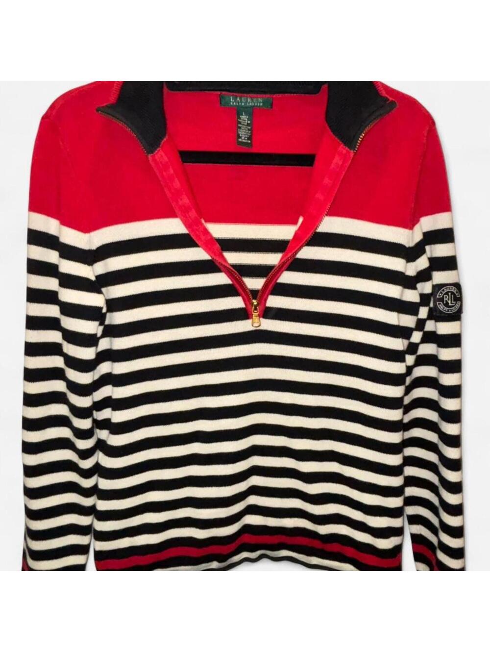 Ralph Lauren - Striped Quarter Zip Sweater
